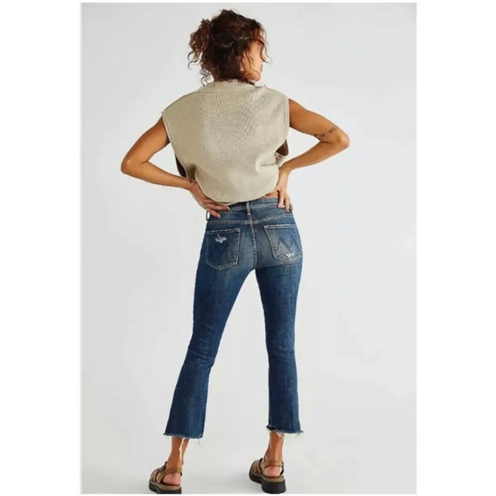 MOTHER Denim The Insider Crop Step Fray Jeans 25 Wicked Wildflower